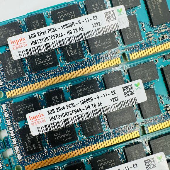 Lot of 7 Hynix 8GB 2Rx4 PC3L-10600R-9-11-E2 Server Memory HMT31GR7CFR4A-H9 T8 AE - Picture 4 of 8